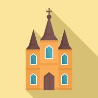 Europe church icon, flat style vector