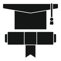 icono de diploma de sombrero de graduación, estilo simple vector