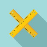 Crossed wood ruler icon, flat style vector