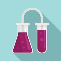 Flask test tube icon, flat style vector