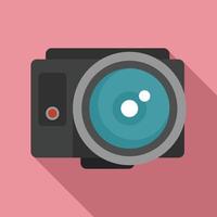 Fish eye action camera icon, flat style vector