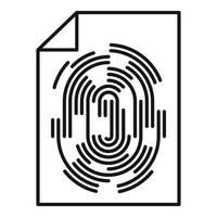 Paper fingerprint icon, outline style vector