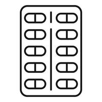 Pills pack icon, outline style vector