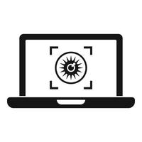 Laptop eye authentication icon, simple style vector