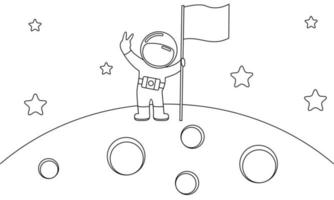 Cute astronaut on space coloring book illustration vector