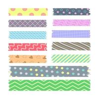 Cute washi tapes with various pattern collection vector