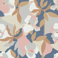 Vector abstract flower and leaf illustration seamless repeat pattern