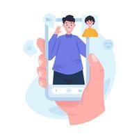 Video call communication flat design vector