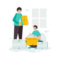 Flat design moving house relocation preparation vector