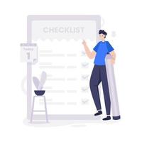 diseño plano crear plan de lista de verificación personal vector