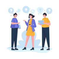 Teamwork communication discussion flat design vector