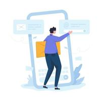 Sending email communication flat design vector