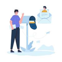 Sending post mail communication flat design vector