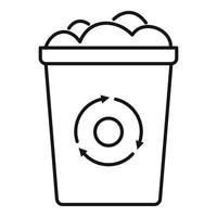 icono de basura de papelera de reciclaje, estilo de contorno vector