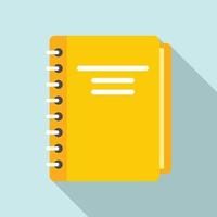 Yellow notebook icon, flat style vector