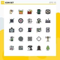 Modern Set of 25 Filled line Flat Colors Pictograph of office computer firewall taxi online Editable Vector Design Elements