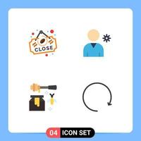 Modern Set of 4 Flat Icons and symbols such as coffee pot sign user arrow Editable Vector Design Elements