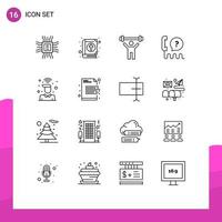 Mobile Interface Outline Set of 16 Pictograms of desk service fitness interface customer Editable Vector Design Elements