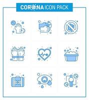 iconos de conciencia de coronavirus 9 icono azul virus de la corona relacionado con la gripe, como guantes de seguridad lavado peligro seguridad coronavirus viral 2019nov enfermedad vector elementos de diseño