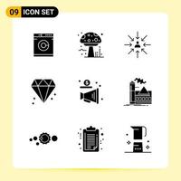 9 Creative Icons for Modern website design and responsive mobile apps 9 Glyph Symbols Signs on White Background 9 Icon Pack Creative Black Icon vector background