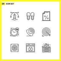 9 conjunto de iconos símbolos de línea simple signo de contorno en fondo blanco para el diseño de sitios web aplicaciones móviles y medios impresos fondo de vector de icono negro creativo