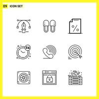 9 Icon Set Simple Line Symbols Outline Sign on White Background for Website Design Mobile Applications and Print Media Creative Black Icon vector background