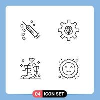 Universal Icon Symbols Group of 4 Modern Filledline Flat Colors of injection drug treatment development nature Editable Vector Design Elements