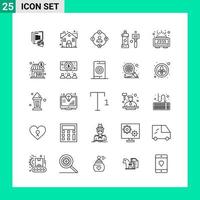 Pack of 25 Line Style Icon Set Outline Symbols for print Creative Signs Isolated on White Background 25 Icon Set vector