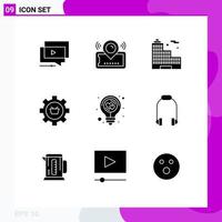 9 iconos creativos signos y símbolos modernos de la oficina de configuración de entradas electrónicas elementos de diseño vectorial editables vector