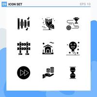 9 Universal Solid Glyphs Set for Web and Mobile Applications real home target construction barricade Editable Vector Design Elements