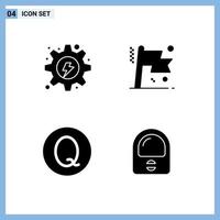 Set of 4 Vector Solid Glyphs on Grid for electrical quetzal hydropower business guatemalan Editable Vector Design Elements