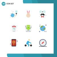 Group of 9 Flat Colors Signs and Symbols for chat diamond rabbit mobile fathers Editable Vector Design Elements