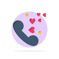 Phone Love Heart Wedding Abstract Circle Background Flat color Icon vector