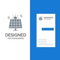 energía medio ambiente verde solar gris diseño de logotipo y plantilla de tarjeta de visita vector