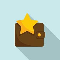 Star leather wallet icon, flat style vector