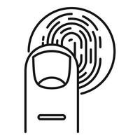 Fingerprint scanning icon, outline style vector