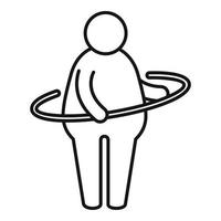 Overweight man circle icon, outline style vector