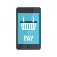 Online smartphone pay icon, flat style vector