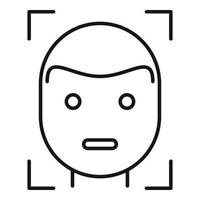 Face detection icon, outline style vector