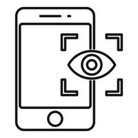 Phone eye authentication icon, outline style vector