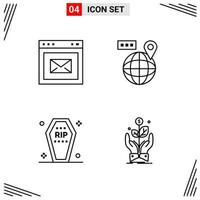 4 iconos de estilo de línea basados en cuadrícula símbolos de esquema creativos para el diseño de sitios web signos de icono de línea simple aislados en fondo blanco 4 conjunto de iconos fondo de vector de icono negro creativo