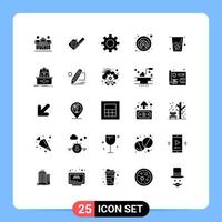 conjunto de 25 iconos modernos de la interfaz de usuario signos de símbolos para la herramienta de lugar de agua sin elementos de diseño de vectores editables de combate