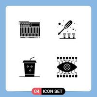 Pictogram Set of 4 Simple Solid Glyphs of synth cola synthesiser screw takeaway Editable Vector Design Elements