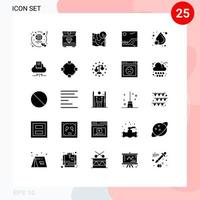 25 Universal Solid Glyphs Set for Web and Mobile Applications drop virus google canada image Editable Vector Design Elements