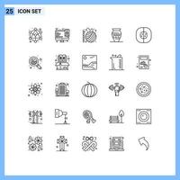 conjunto de 25 líneas comerciales paquete para atom jar crafts emoji amphora elementos de diseño vectorial editables vector