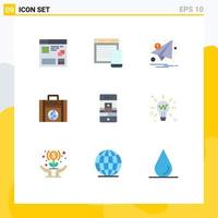 9 Thematic Vector Flat Colors and Editable Symbols of globe investment mobile business notification Editable Vector Design Elements