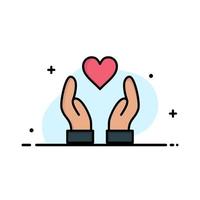 Hand Love Charity  Business Flat Line Filled Icon Vector Banner Template