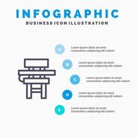 Chair Class Desk Education Furniture Line icon with 5 steps presentation infographics Background vector