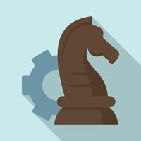 icono de caballo de ajedrez de engranajes, estilo plano vector