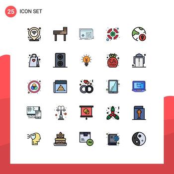 Pictogram Set of 25 Simple Filled line Flat Colors of internet support team object support lifebuoy Editable Vector Design Elements